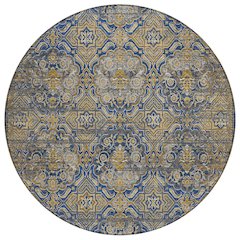 Machine Washable Indoor/Outdoor Chantille ACN2706 Blue 8' x 8' Round Rug