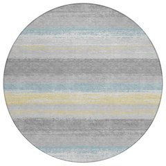 Machine Washable Indoor/Outdoor Chantille ACN2707 Gray 8' x 8' Round Rug