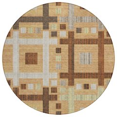 Machine Washable Indoor/Outdoor Chantille ACN2708 Orange 8' x 8' Round Rug