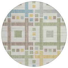 Machine Washable Indoor/Outdoor Chantille ACN2708 Ivory 8' x 8' Round Rug