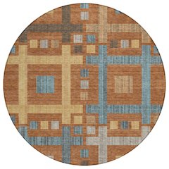 Machine Washable Indoor/Outdoor Chantille ACN2708 Orange 8' x 8' Round Rug