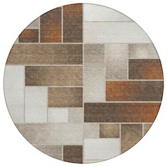 Machine Washable Indoor/Outdoor Chantille ACN2709 Brown 8' x 8' Round Rug