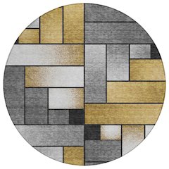Machine Washable Indoor/Outdoor Chantille ACN2709 Black 8' x 8' Round Rug