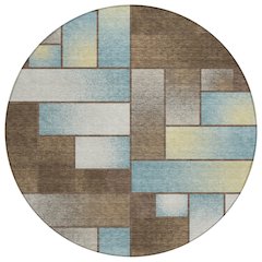 Machine Washable Indoor/Outdoor Chantille ACN2709 Brown 8' x 8' Round Rug