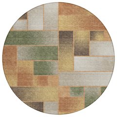 Machine Washable Indoor/Outdoor Chantille ACN2709 Orange 8' x 8' Round Rug