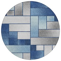 Machine Washable Indoor/Outdoor Chantille ACN2709 Blue 8' x 8' Round Rug