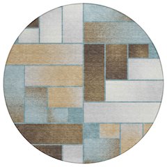 Machine Washable Indoor/Outdoor Chantille ACN2709 Teal 8' x 8' Round Rug