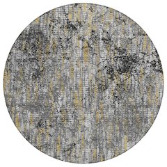 Machine Washable Indoor/Outdoor Chantille ACN2710 Black 8' x 8' Round Rug