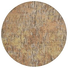 Machine Washable Indoor/Outdoor Chantille ACN2710 Orange 8' x 8' Round Rug