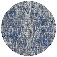 Machine Washable Indoor/Outdoor Chantille ACN2710 Blue 8' x 8' Round Rug