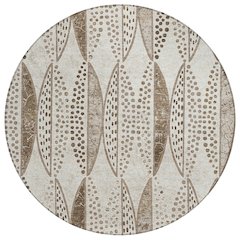 Machine Washable Indoor/Outdoor Chantille ACN2711 Brown 8' x 8' Round Rug