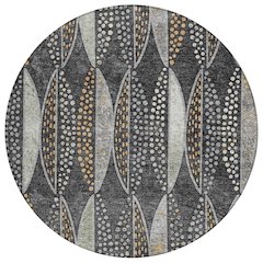 Machine Washable Indoor/Outdoor Chantille ACN2711 Black 8' x 8' Round Rug