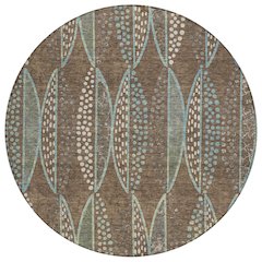 Machine Washable Indoor/Outdoor Chantille ACN2711 Brown 8' x 8' Round Rug