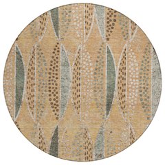 Machine Washable Indoor/Outdoor Chantille ACN2711 Orange 8' x 8' Round Rug