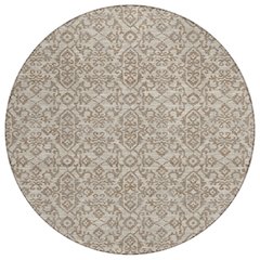 Machine Washable Indoor/Outdoor Chantille ACN2712 Brown 8' x 8' Round Rug