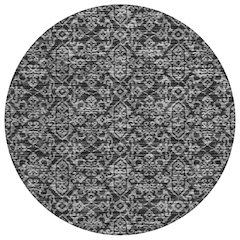 Machine Washable Indoor/Outdoor Chantille ACN2712 Black 8' x 8' Round Rug