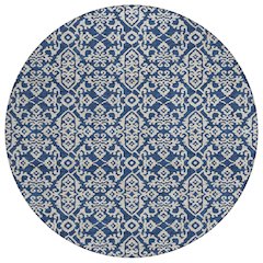 Machine Washable Indoor/Outdoor Chantille ACN2712 Blue 8' x 8' Round Rug
