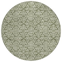 Machine Washable Indoor/Outdoor Chantille ACN2712 Green 8' x 8' Round Rug
