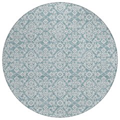 Machine Washable Indoor/Outdoor Chantille ACN2712 Teal 8' x 8' Round Rug