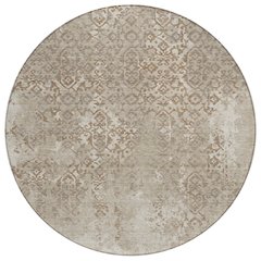 Machine Washable Indoor/Outdoor Chantille ACN2713 Brown 8' x 8' Round Rug