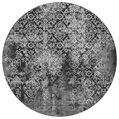 Machine Washable Indoor/Outdoor Chantille ACN2713 Black 8' x 8' Round Rug