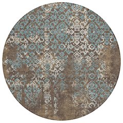 Machine Washable Indoor/Outdoor Chantille ACN2713 Brown 8' x 8' Round Rug