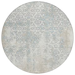 Machine Washable Indoor/Outdoor Chantille ACN2713 Ivory 8' x 8' Round Rug