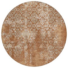 Machine Washable Indoor/Outdoor Chantille ACN2713 Orange 8' x 8' Round Rug