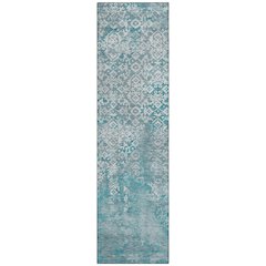 Machine Washable Indoor/Outdoor Chantille ACN2713 Teal 2'3" x 7'6" Runner Rug