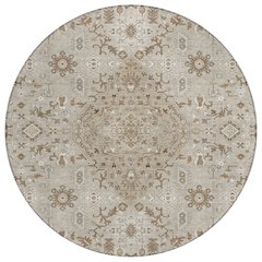 Machine Washable Indoor/Outdoor Chantille ACN2714 Brown 8' x 8' Round Rug
