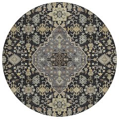 Machine Washable Indoor/Outdoor Chantille ACN2714 Black 8' x 8' Round Rug