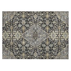 Machine Washable Indoor/Outdoor Chantille ACN2714 Black 1'8" x 2'6" Rug