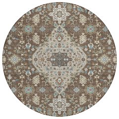 Machine Washable Indoor/Outdoor Chantille ACN2714 Brown 8' x 8' Round Rug