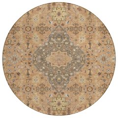 Machine Washable Indoor/Outdoor Chantille ACN2714 Orange 8' x 8' Round Rug