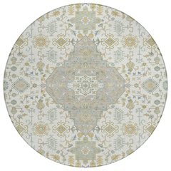 Machine Washable Indoor/Outdoor Chantille ACN2714 Ivory 8' x 8' Round Rug