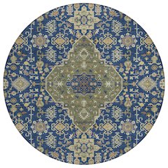 Machine Washable Indoor/Outdoor Chantille ACN2714 Blue 8' x 8' Round Rug