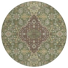 Machine Washable Indoor/Outdoor Chantille ACN2714 Green 8' x 8' Round Rug