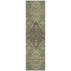 Machine Washable Indoor/Outdoor Chantille ACN2714 Green 2'3" x 7'6" Runner Rug