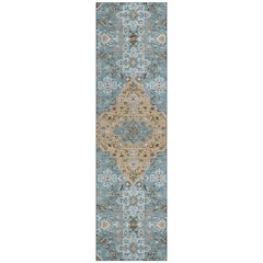 Machine Washable Indoor/Outdoor Chantille ACN2714 Teal 2'3" x 7'6" Runner Rug