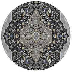 Machine Washable Indoor/Outdoor Chantille ACN2715 Black 8' x 8' Round Rug