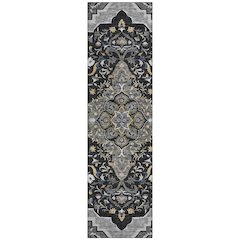 Machine Washable Indoor/Outdoor Chantille ACN2715 Black 2'3" x 7'6" Runner Rug