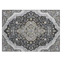 Machine Washable Indoor/Outdoor Chantille ACN2715 Black 1'8" x 2'6" Rug