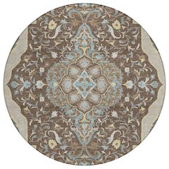 Machine Washable Indoor/Outdoor Chantille ACN2715 Brown 8' x 8' Round Rug