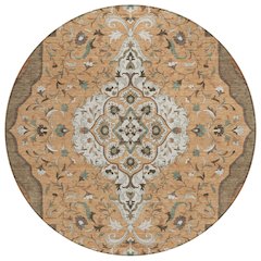 Machine Washable Indoor/Outdoor Chantille ACN2715 Orange 8' x 8' Round Rug