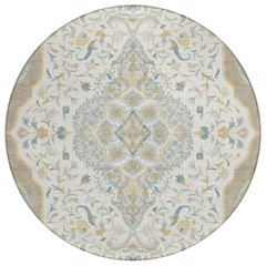 Machine Washable Indoor/Outdoor Chantille ACN2715 Ivory 8' x 8' Round Rug