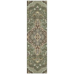 Machine Washable Indoor/Outdoor Chantille ACN2715 Green 2'3" x 7'6" Runner Rug
