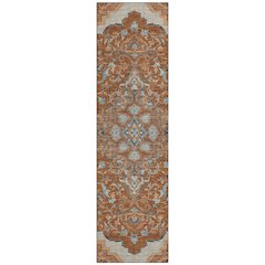 Machine Washable Indoor/Outdoor Chantille ACN2715 Orange 2'3" x 7'6" Runner Rug