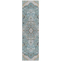 Machine Washable Indoor/Outdoor Chantille ACN2715 Teal 2'3" x 7'6" Runner Rug