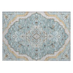 Machine Washable Indoor/Outdoor Chantille ACN2715 Teal 1'8" x 2'6" Rug