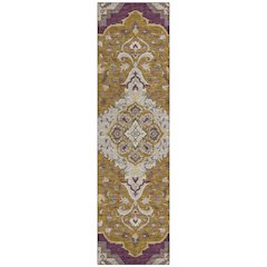 Machine Washable Indoor/Outdoor Chantille ACN2715 Gold 2'3" x 7'6" Runner Rug